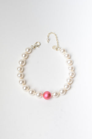White on Mulberry pink Swarovski pearl bracelet