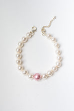 Load image into Gallery viewer, White on pink Swarovski pearl bracelet

