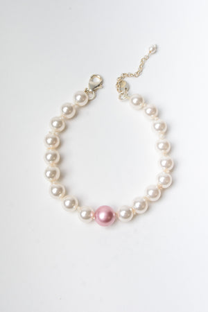 White on pink Swarovski pearl bracelet