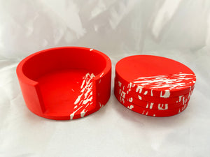 Red & White Coaster Set
