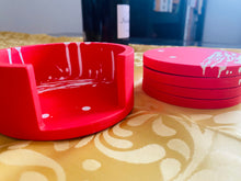 Load image into Gallery viewer, Red & White Coaster Set