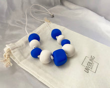 Load image into Gallery viewer, Blue and white statement necklace