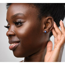 Load image into Gallery viewer, Dark blue Swarovski pearl stud earrings
