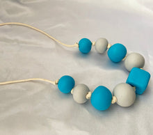Load image into Gallery viewer, Grey and turquoise statement necklace