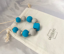 Load image into Gallery viewer, Grey and turquoise statement necklace
