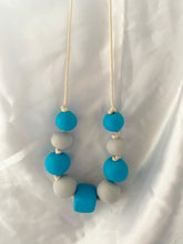 Load image into Gallery viewer, Grey and turquoise statement necklace