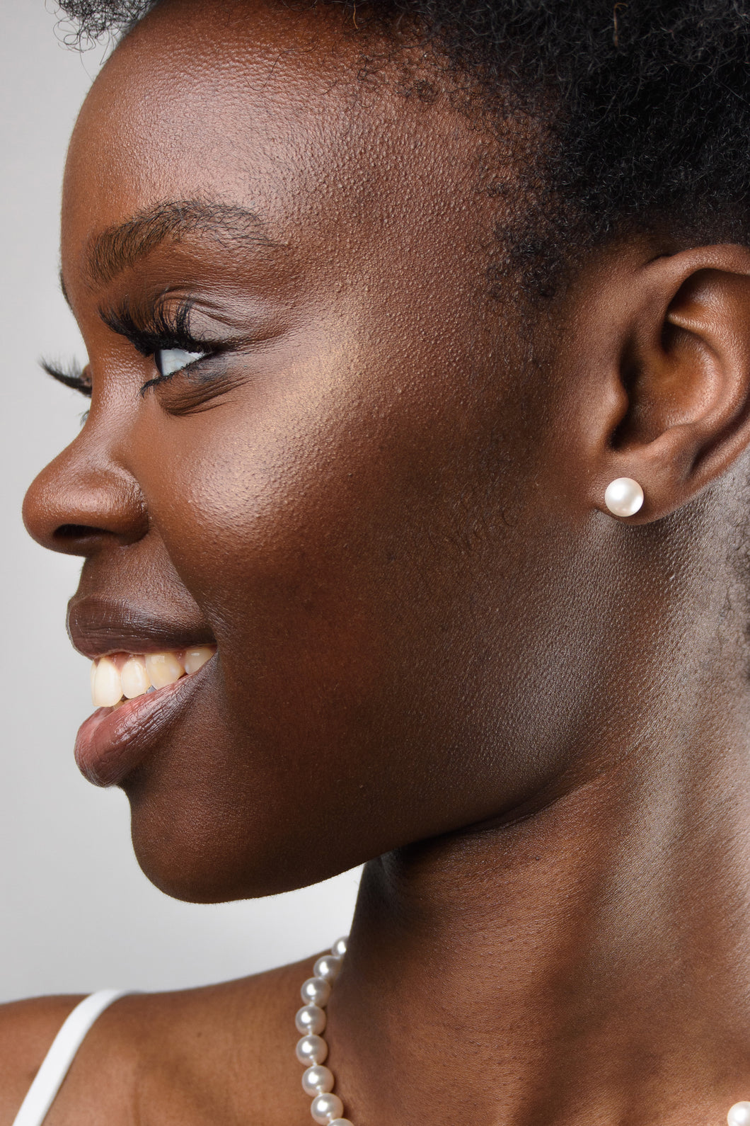 White Swarovski pearl stud earrings - Main Image