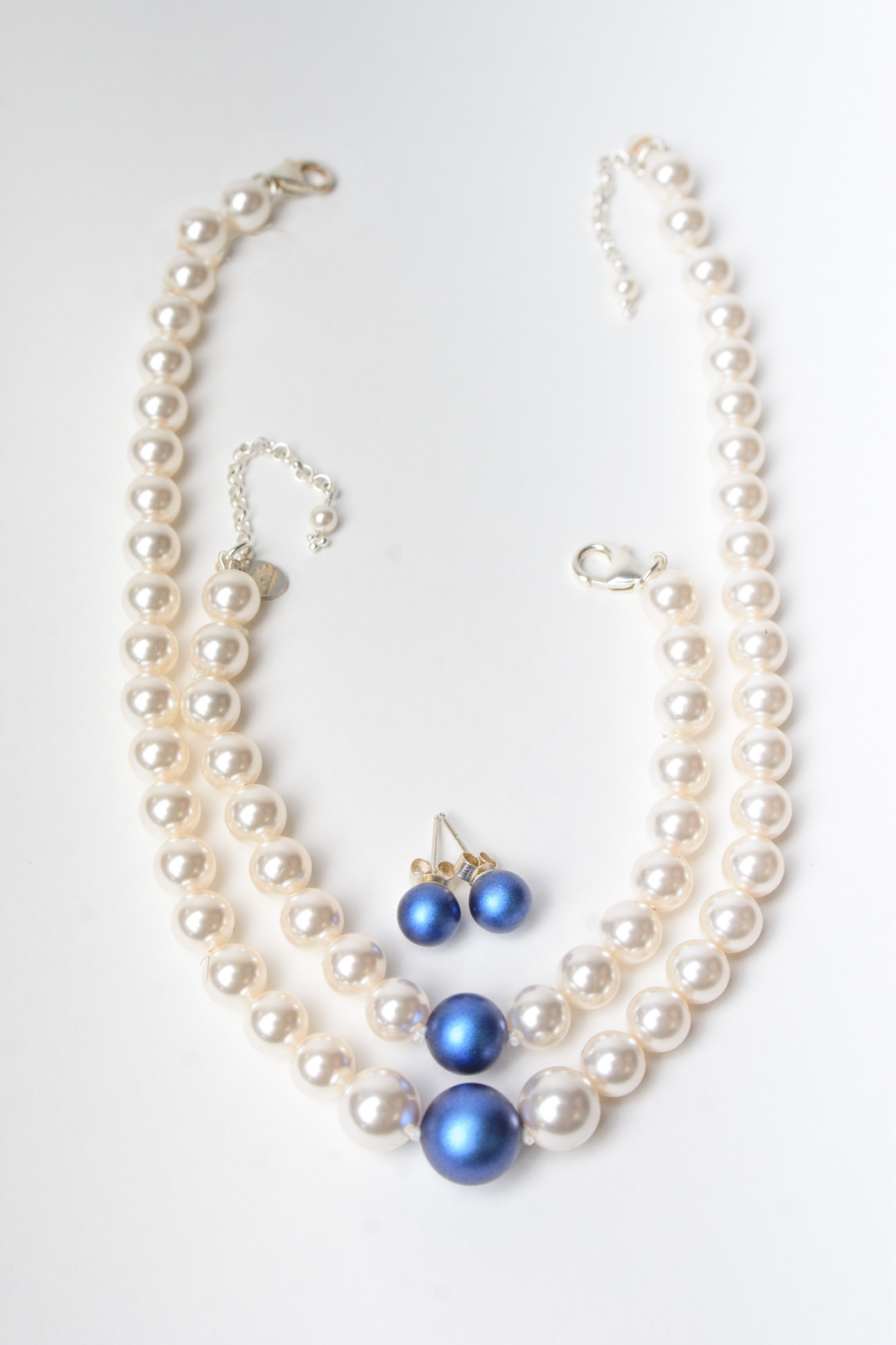 Swarovski Iridescent Dark Blue pearl jewellery set