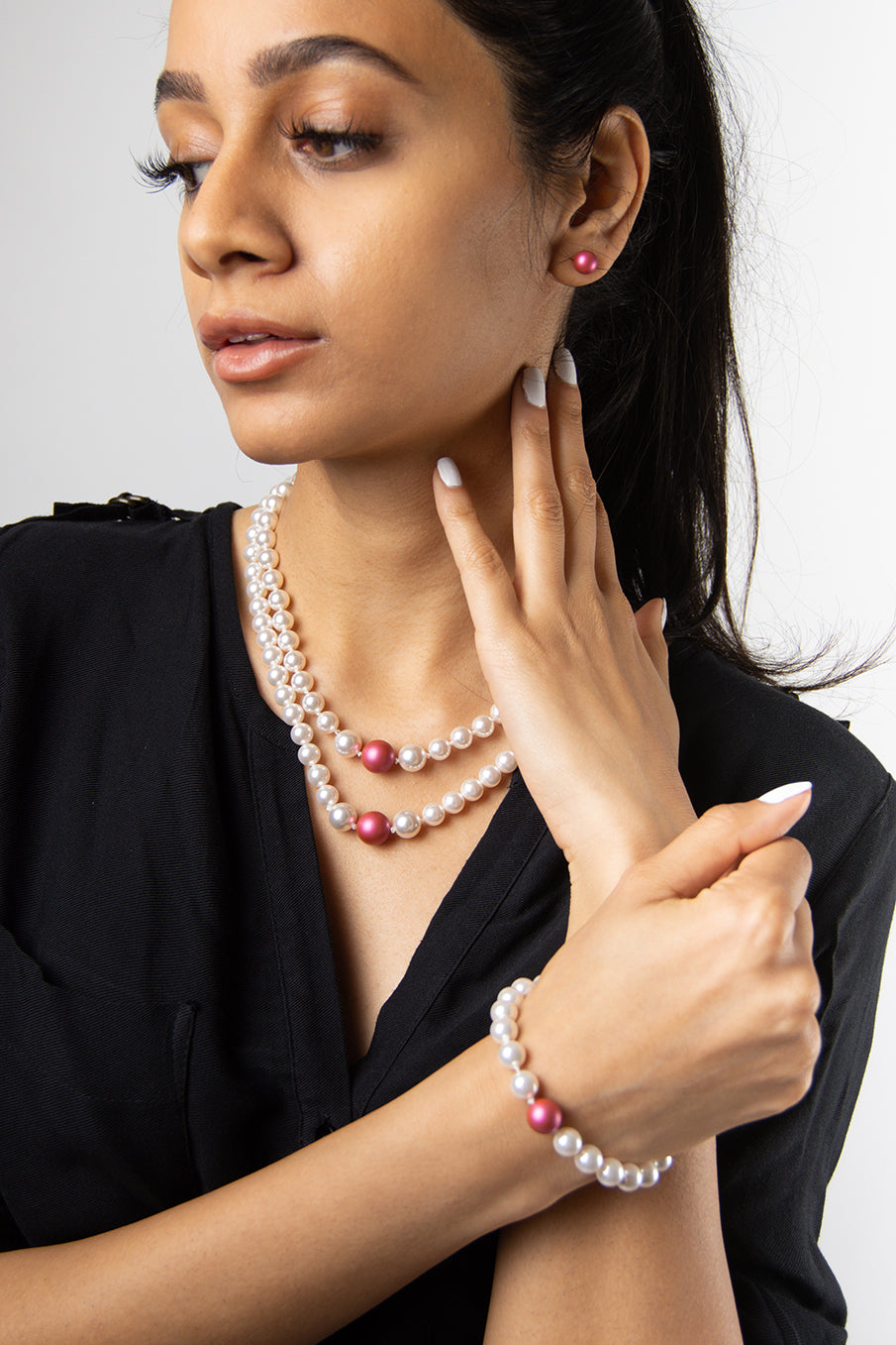 Swarovski Mulberry Pink Pearl Jewellery Set