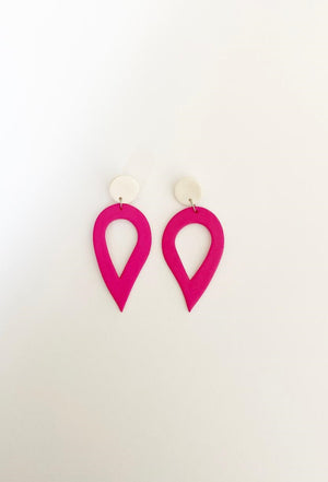 Tear drop earrings - Bright pink