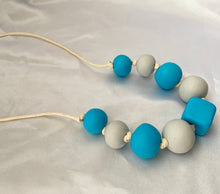 Load image into Gallery viewer, Grey and turquoise statement necklace
