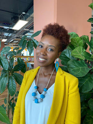 Grey and turquoise statement necklace