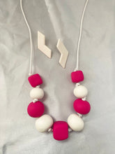 Load image into Gallery viewer, Pink and white statement necklace
